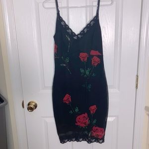 Rose Mesh Overlay Dress